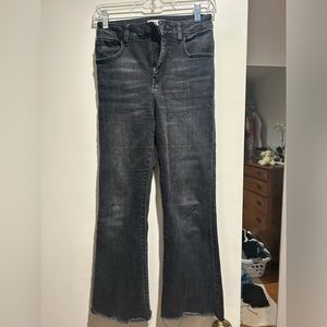 Gray flared ankle jeans